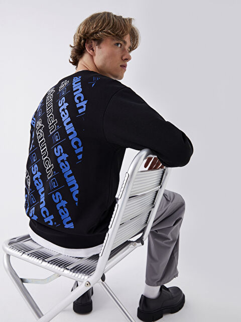 XSIDE Bisiklet Yaka Uzun Kollu Baskılı Erkek Sweatshirt - W38709Z8-CVL