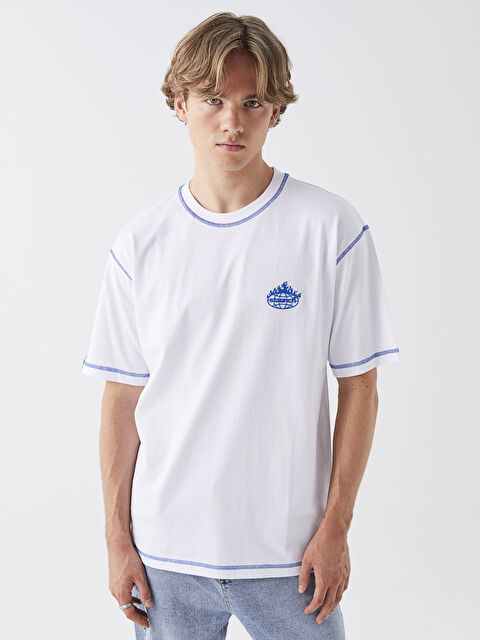 XSIDE Bisiklet Yaka Kısa Kollu Baskılı Penye Erkek Tişört - W38713Z8-Q6K