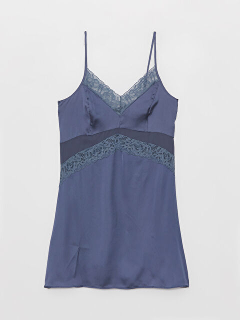 LCW DREAM V Yaka Dantel Detaylı Saten Kadın Fantezi Gecelik - W38935Z8-H8X