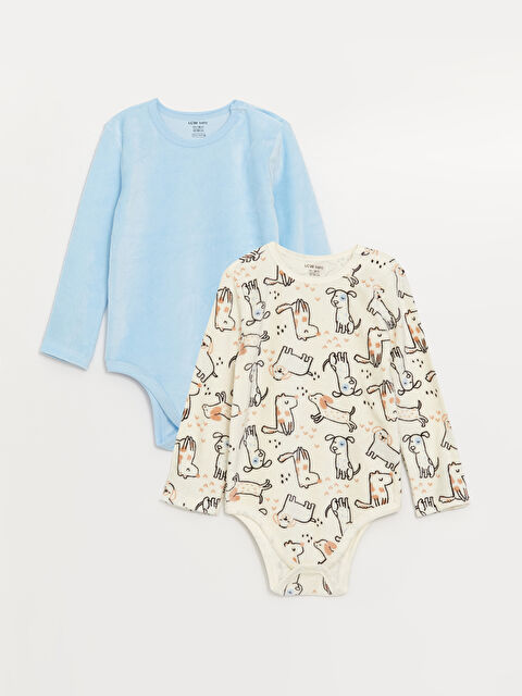 LCW baby Baskılı Erkek Bebek Çıtçıtlı Bodysuit 2'li - W38943Z1-FDL