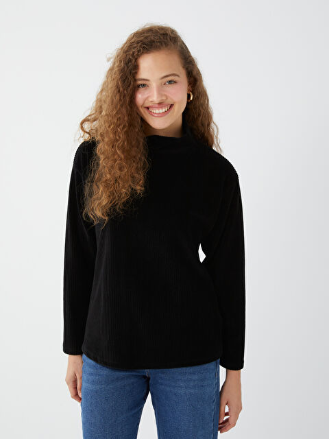 LCWAIKIKI Basic Dik Yaka Düz Uzun Kollu Kadın Bluz - W39082Z8-CVL