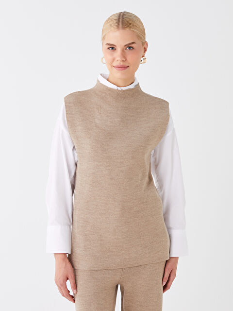 LCW Vision Kadın Yarım Balıkçı Yaka Düz Triko Süveter - W39263Z8-SSC