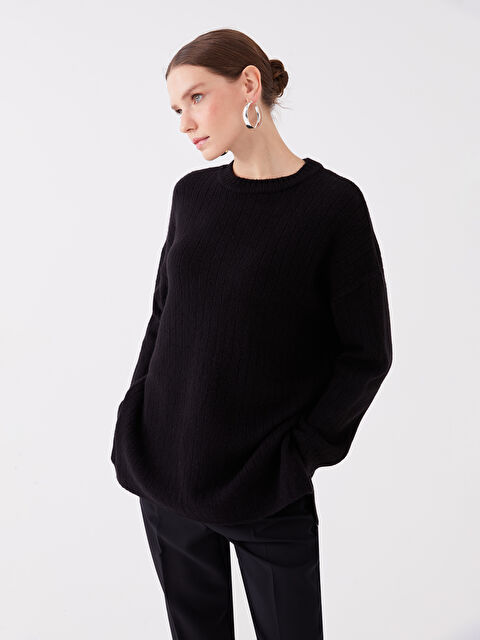 LCW Vision Bisiklet Yaka Oversize Kadın Triko Kazak - W39290Z8-CVL