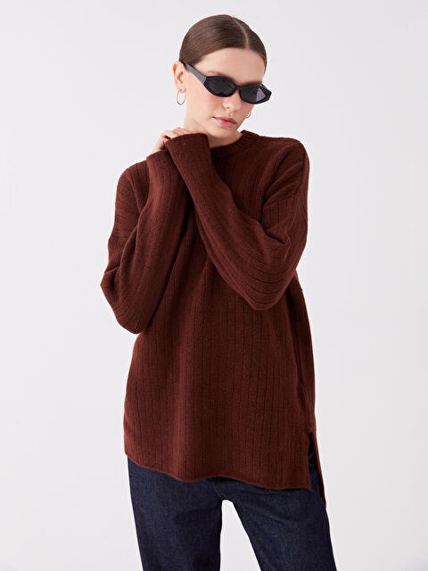 LCW Vision Bisiklet Yaka Oversize Kadın Triko Kazak - W39290Z8-VC8