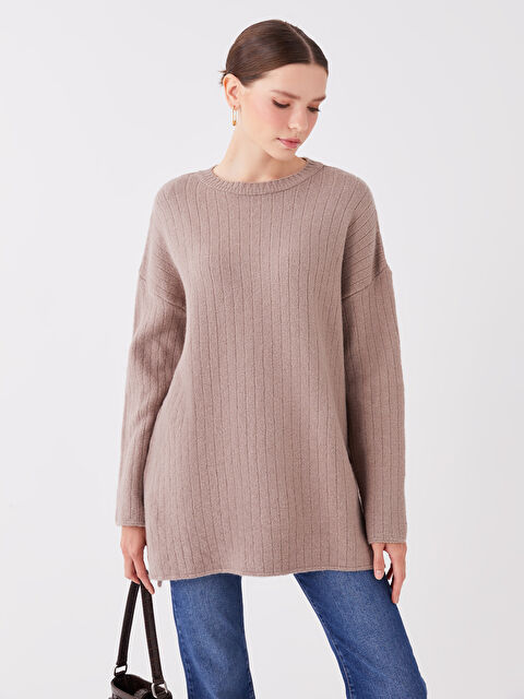 LCW Vision Bisiklet Yaka Oversize Kadın Triko Kazak - W39290Z8-VDJ