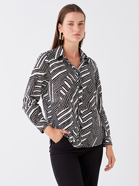 LCWAIKIKI Basic Desenli Uzun Kollu Kadın Gömlek - W39330Z8-LRA