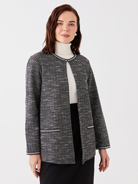 LCW Grace Bisiklet Yaka Desenli Uzun Kollu Kadın Hırka - W39507Z8-LKN