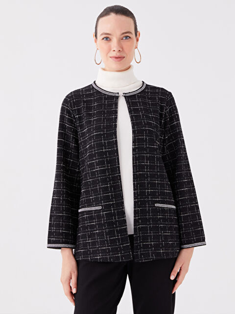 LCW Grace كارديجان نسائي بأكمام طويلة ونقشة وياقة دائرية - W39507Z8-LKX