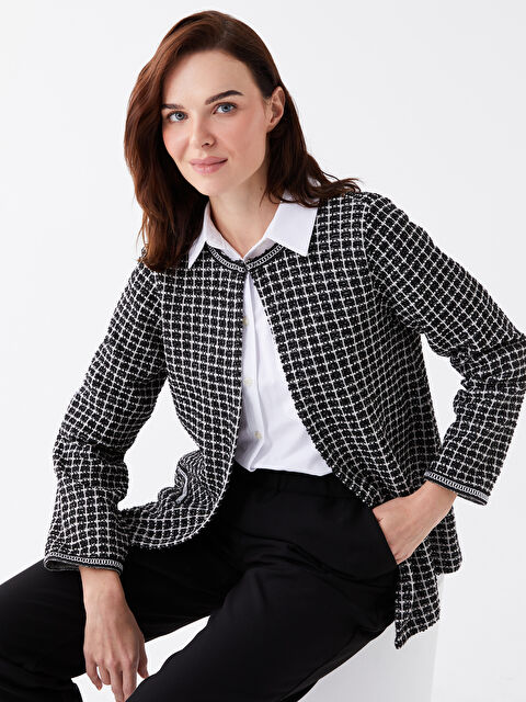 LCW Grace Bisiklet Yaka Desenli Uzun Kollu Kadın Hırka - W39507Z8-LPT