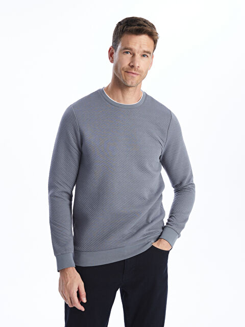 LCWAIKIKI Classic Bisiklet Yaka Uzun Kollu Erkek Sweatshirt - W39560Z8-SJK