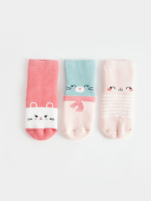 LCW baby Printed Baby Girls' Ankle Socks 3-pack - W39649Z1-QZ1