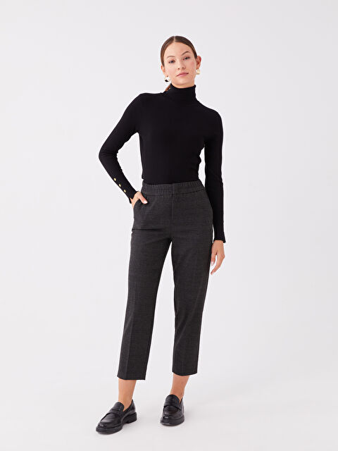 LCWAIKIKI Basic Beli Lastikli Ekose Kadın Pantolon - W39782Z8-LMK