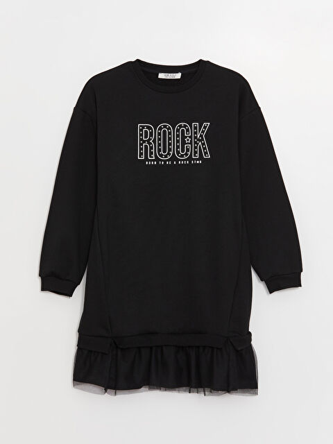 LCW Kids Bisiklet Yaka Nakışlı Uzun Kollu Kız Çocuk Elbise - W39783Z4-CVL