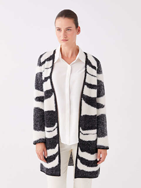 LCWAIKIKI Classic Shawl Collar Patterned Long Sleeve Women's Knitwear Cardigan