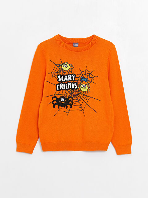 LCW Kids Crew Neck Patterned Long Sleeve Boy Tricot Sweater - W39938Z4-KYD