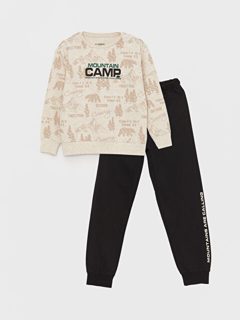 LCW Kids Bisiklet Yaka Baskılı Uzun Kollu Erkek Çocuk Pijama Takımı - W3AA81Z4-RVC