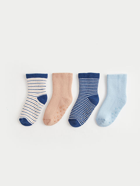 LCW baby Çizgili Erkek Bebek Soket Çorap 4'lü - W3AC65Z1-FDL