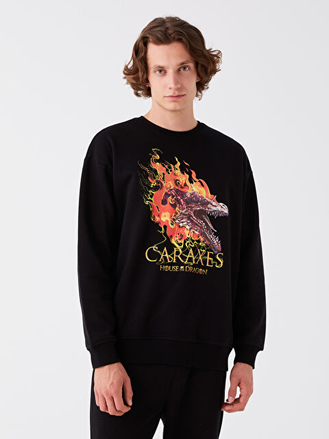 XSIDE Crew Neck Long Sleeve Game of Thrones Printed Men's Thick Sweatshirt - W3AC78Z8-CVL