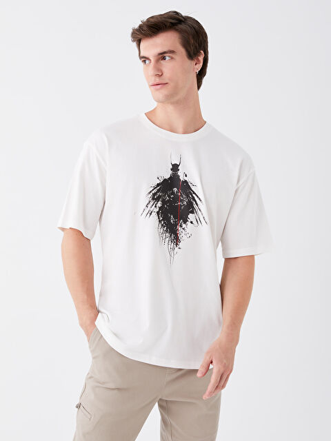 XSIDE Bisiklet Yaka Kısa Kollu Batman Baskılı Penye Erkek Tişört - W3AC82Z8-Q6K