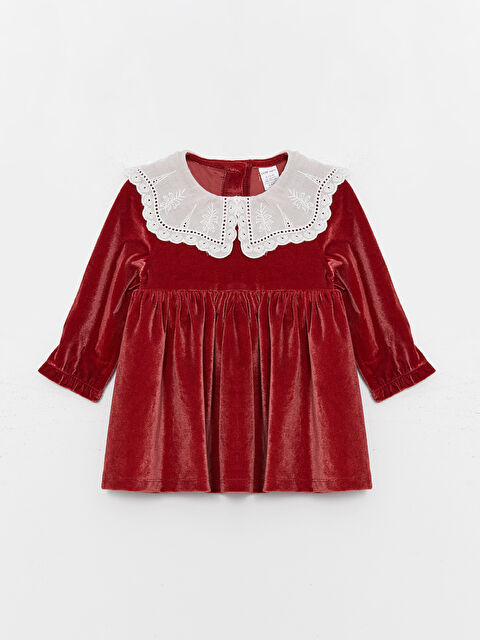 LCW baby Bebe Yaka Uzun Kollu kadife Kız Bebek Elbise - W3AD90Z1-HLG