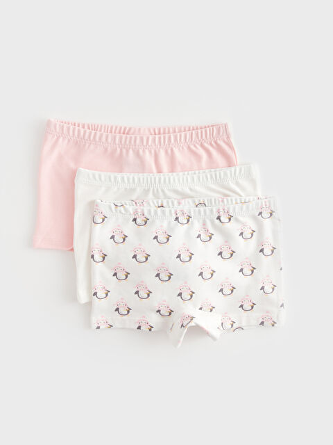 LCW baby Beli Lastikli Baskılı Kız Bebek Boxer 3'lü - W3AE14Z1-LRA