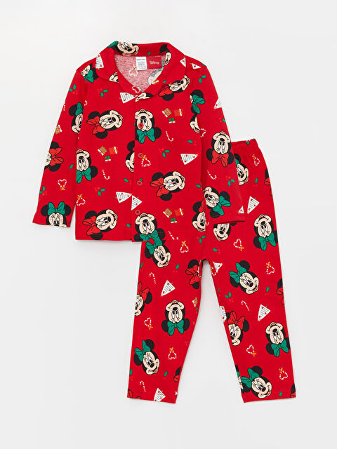 LCW baby Polo Yaka Uzun Kollu Minnie Mouse Baskılı Kız Bebek Pijama Takım - W3AE15Z1-LTQ