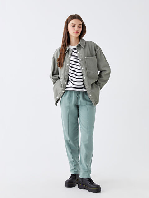 LCW Vision Beli Lastikli Düz Keten Karışımlı Kadın Pantolon - W3AE70Z8-GX7