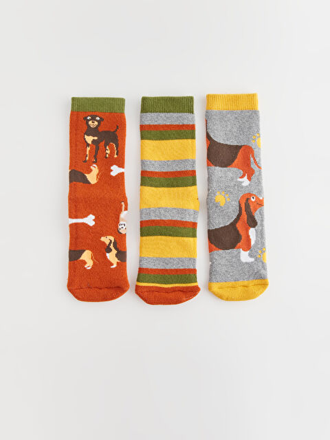 LCW Kids Patterned Boys' Terry Ankle Socks 3-Pack - W3AG46Z4-K00