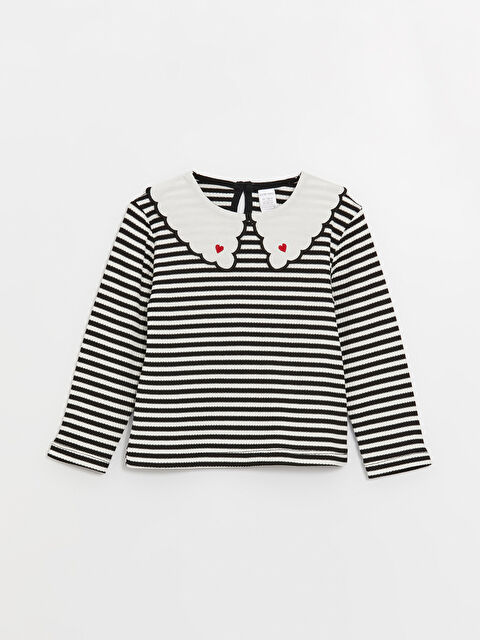 LCW baby Тениска с дълъг ръкав, раирана, с яка Питър Пан за бебета момичета - W3AG63Z1-LEG