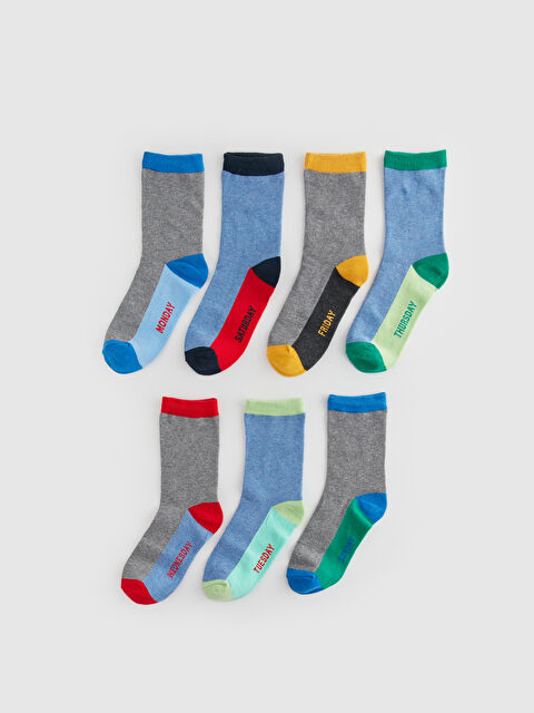 LCW Kids Patterned Boys' Ankle Socks 7 Pack - W3AH26Z4-K00