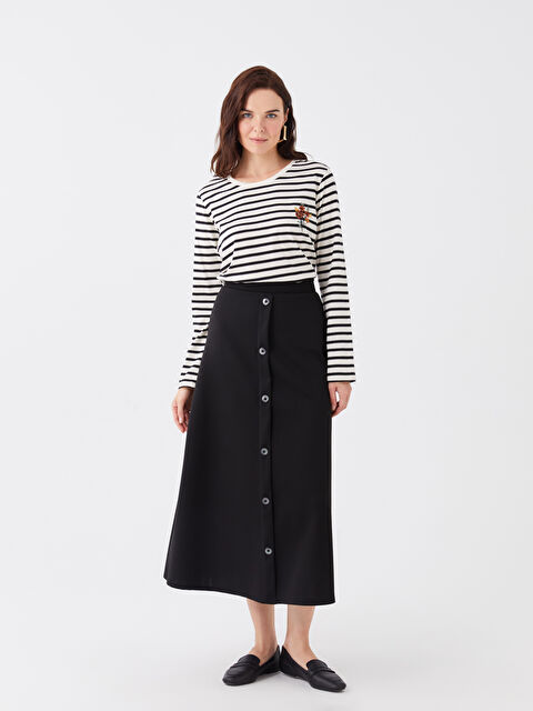 LCW Grace Beli Lastikli Düz A Kesim Kadın Etek - W3AH91Z8-CVL