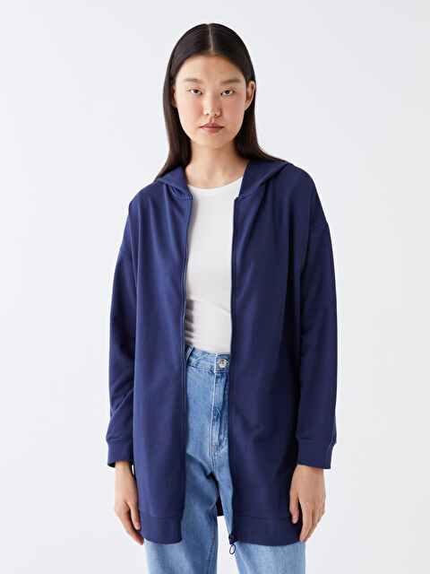 LCW Modest Kapüşonlu Oversize Kadın Fermuarlı Sweatshirt - W3AI32Z8-R40