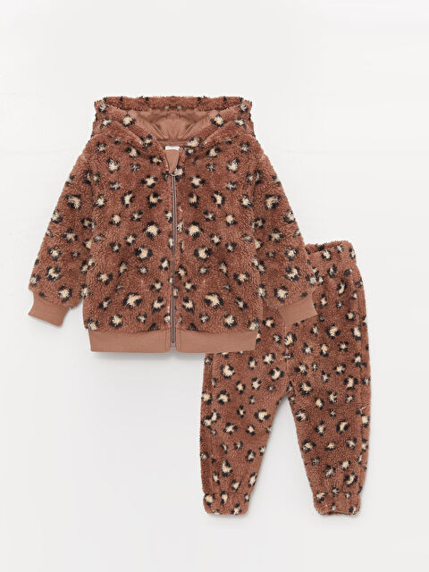 LCW baby Kapüşonlu Pelüş Kız Bebek 2'li Takım - W3AK95Z1-LQX