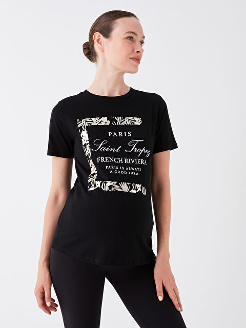 LCWAIKIKI Maternity Bisiklet Yaka Baskılı Kısa Kollu Hamile Tişört - W3AN46Z8-CVL