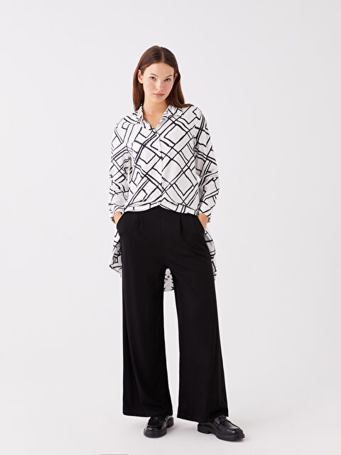 LCWAIKIKI Classic Beli Lastikli Düz Geniş Paça Kadın Pantolon - W3AN71Z8-CVL