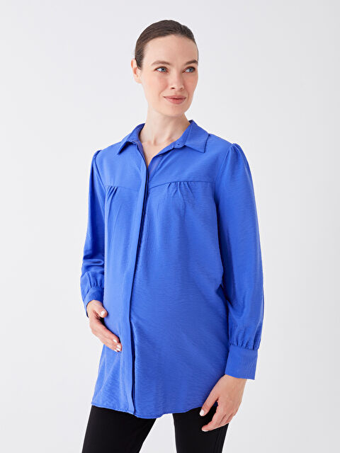 LCWAIKIKI Maternity Düz Uzun Kollu Oversize Hamile Gömlek Tunik - W3AN80Z8-JA5