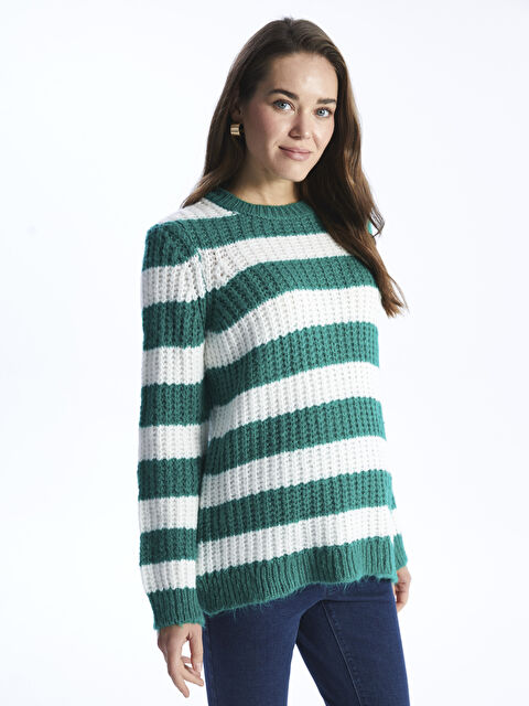 LCWAIKIKI Maternity Bisiklet Yaka Renk Bloklu Uzun Kollu Hamile Triko Kazak - W3AO26Z8-LFT