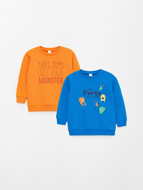 LCW baby Baskılı Uzun Kollu Erkek Bebek Sweatshirt 2'li - W3AO48Z1-GE5