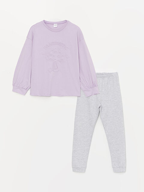 LCW Kids Bisiklet Yaka Uzun Kollu Kız Çocuk Pijama Takımı - W3AO56Z4-G0W