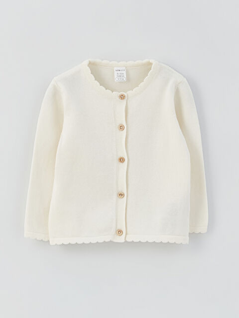 LCW baby Bisiklet Yaka Kız Bebek Triko Hırka - W3AO62Z1-R9J