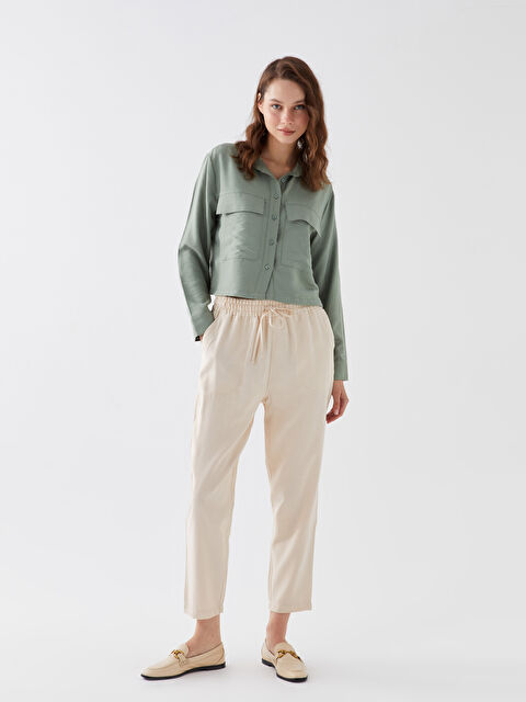 LCW Vision Beli Lastikli Havuç Kesim Kadın Pantolon - W3AO86Z8-G2Z