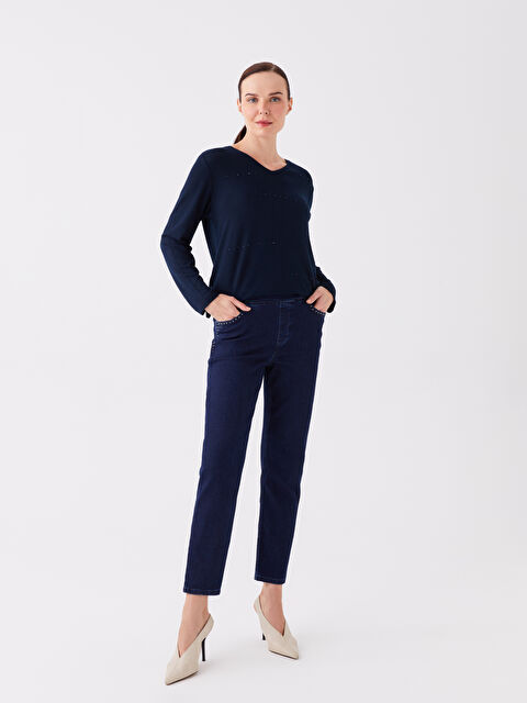 LCW Grace Slim Fit Parlak Taşlı Kadın Jean Pantolon - W3AS33Z8-890