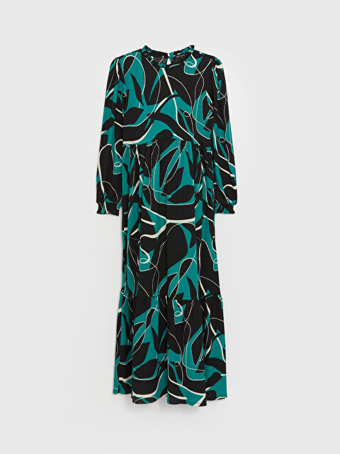 LCWAIKIKI Maternity Bisiklet Yaka Desenli Uzun Kollu Hamile Elbise - W3AS84Z8-LQJ