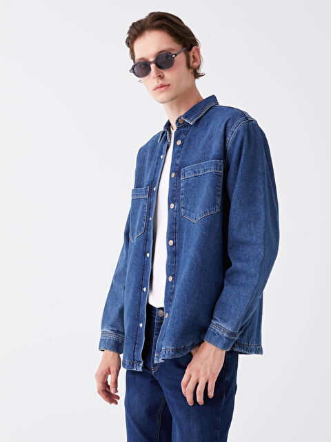 LCW Jeans Standart Kalıp Erkek İçi Kapitoneli Jean Ceket - W3AT21Z8-H45