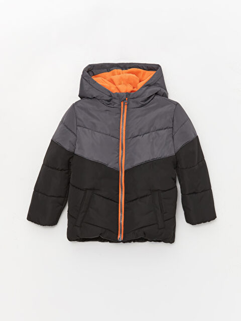 LCW baby Kapüşonlu Uzun Kollu Renk Bloklu  Erkek Bebek Mont - W3AT32Z1-FKD