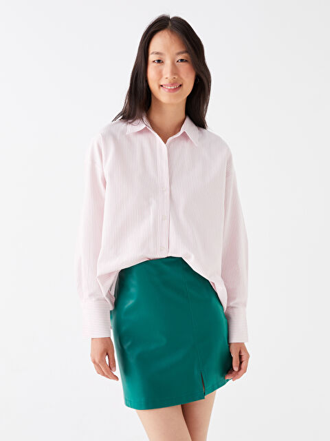 LCW Vision Çizgili Uzun Kollu Kadın Gömlek - W3AU49Z8-LHK