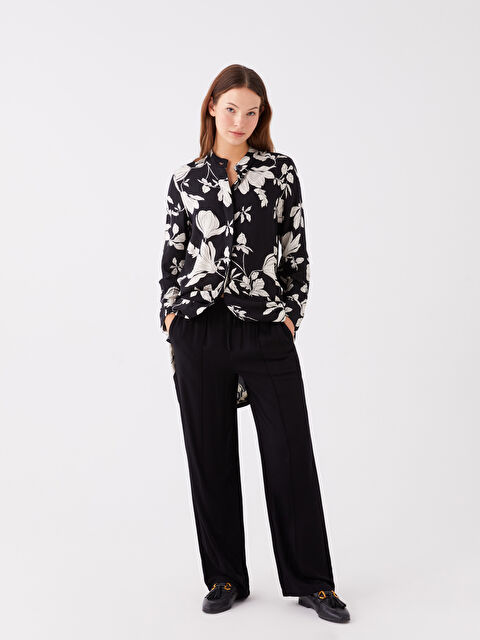 LCWAIKIKI Basic Beli Lastikli Düz Geniş Paça Kadın Pantolon - W3AU54Z8-CVL