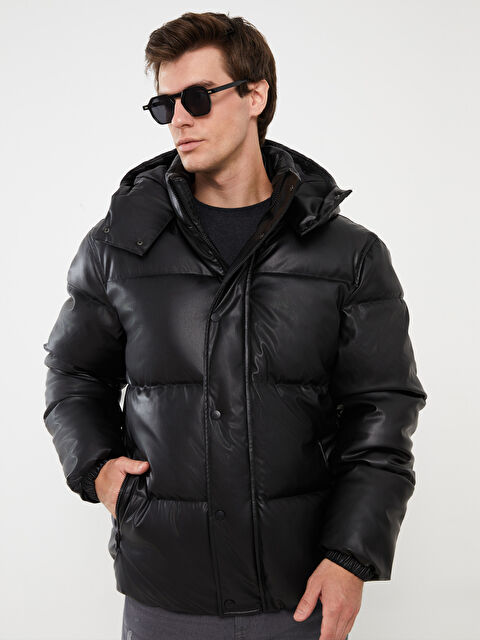 XSIDE Relaxed Fit Hooded Men's Puffer Coat - W3BA11Z8-CVL