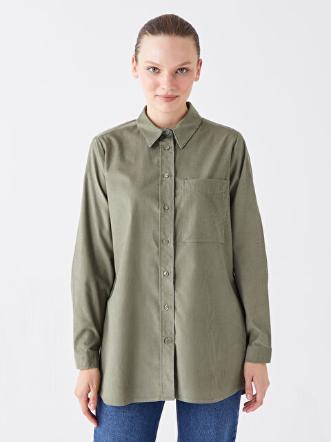 LCW Modest Düz Uzun Kollu Kadın Gömlek Tunik - W3BA44Z8-VCX