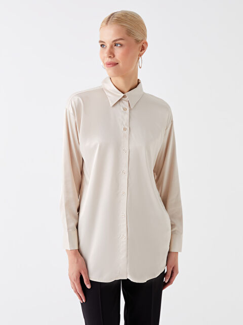 LCW Modest Düz Uzun Kollu Kadın Gömlek Tunik - W3BA73Z8-VGK